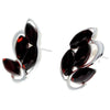 925 Sterling Silver & Genuine Baltic Amber Modern Studs Earrings - M186