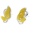 925 Sterling Silver & Genuine Baltic Amber Modern Studs Earrings - M186