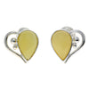 925 Sterling Silver & Baltic Amber Heart Studs Earrings - M194