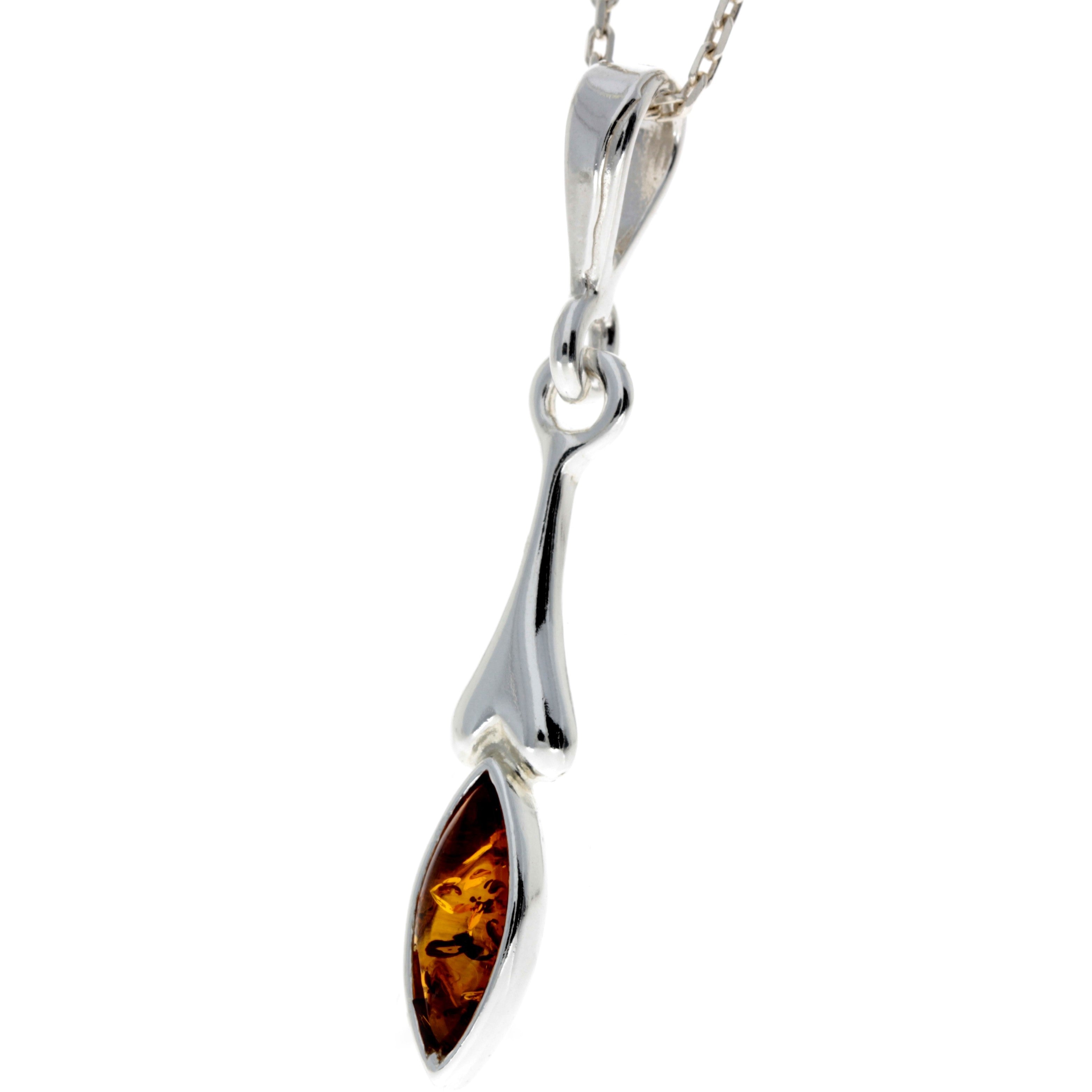 925 Sterling Silver & Genuine Baltic Amber Classic Pendant - M301