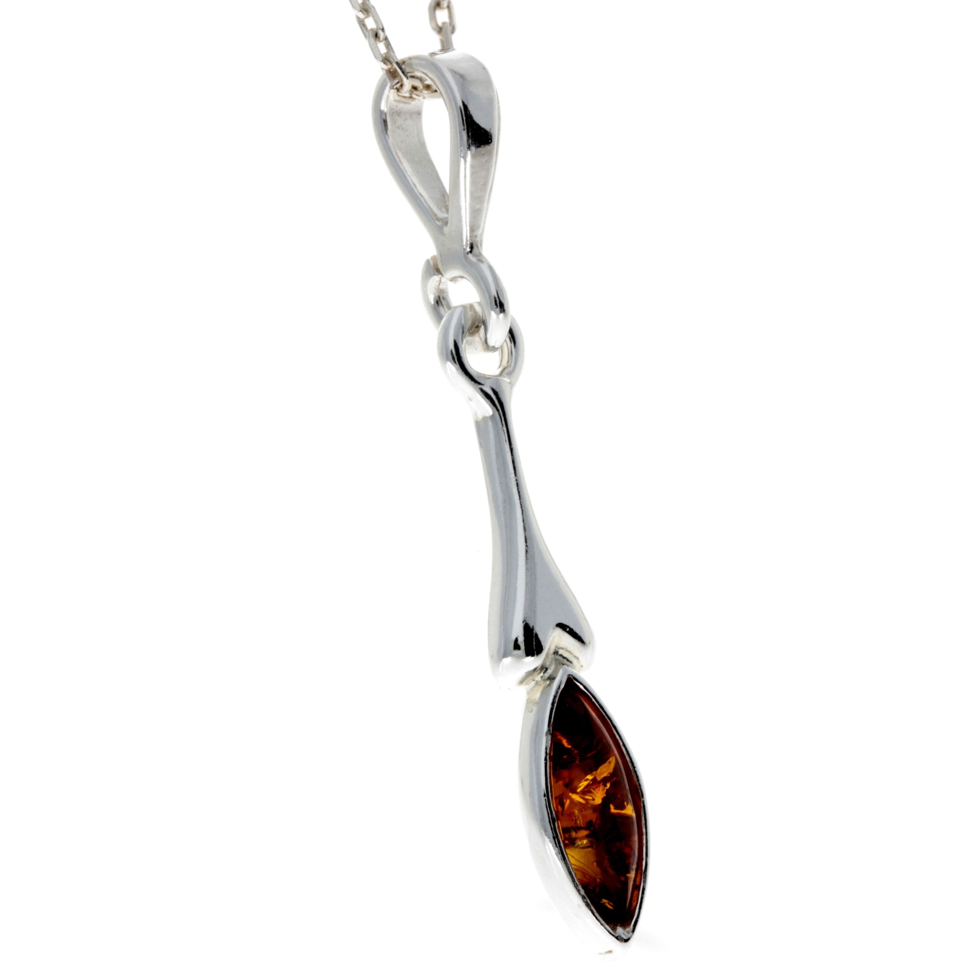 925 Sterling Silver & Genuine Baltic Amber Classic Pendant - M301