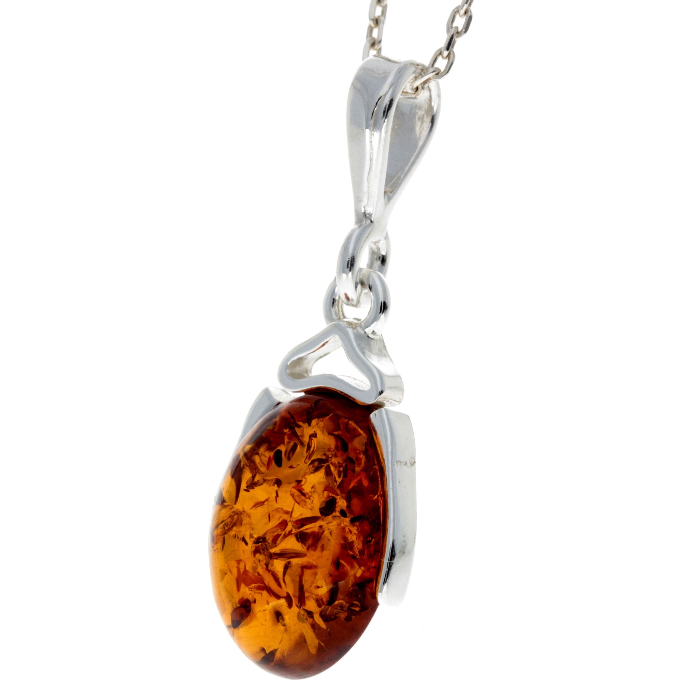 925 Sterling Silver & Genuine Baltic Amber Classic Pendant - M335