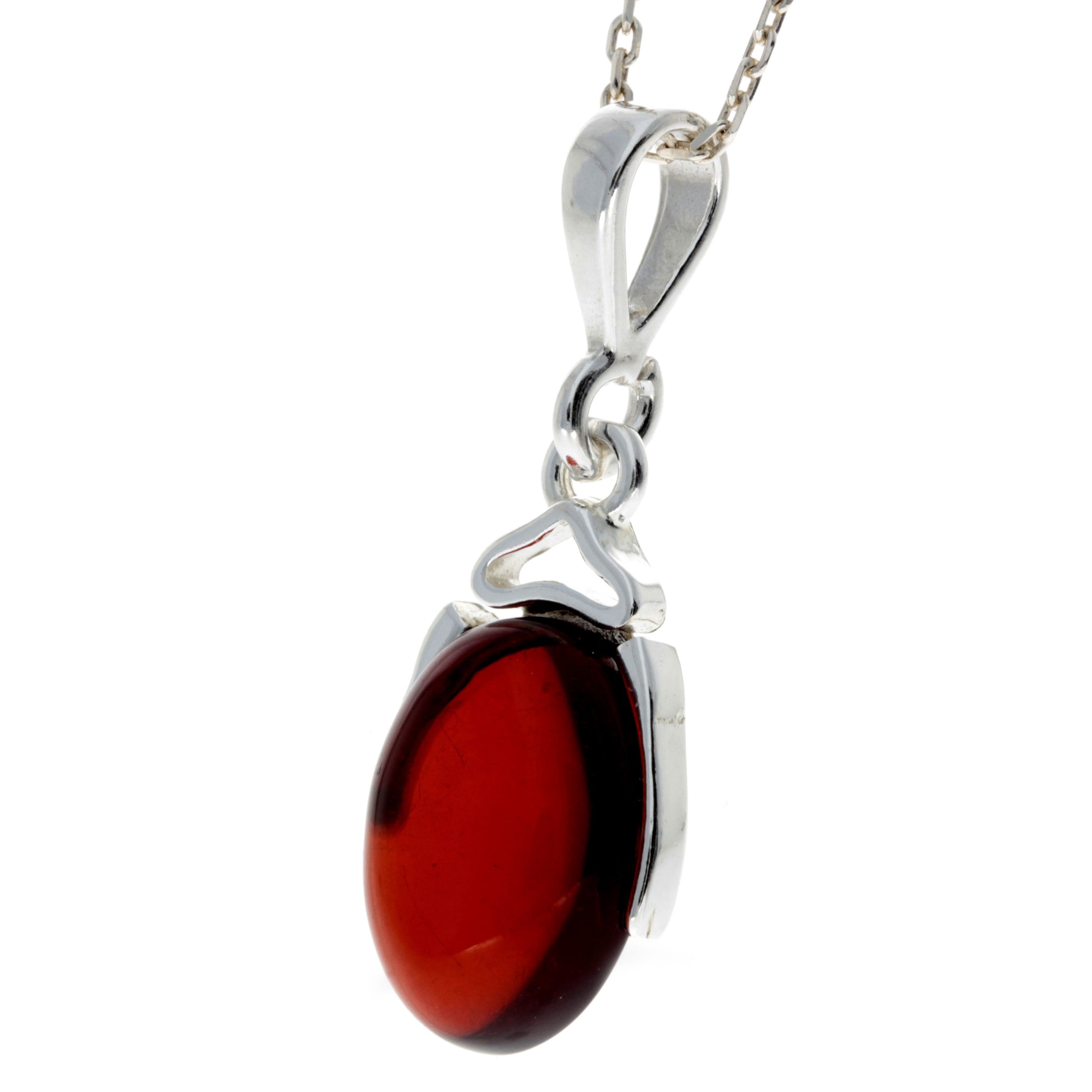 925 Sterling Silver & Genuine Baltic Amber Classic Pendant - M335