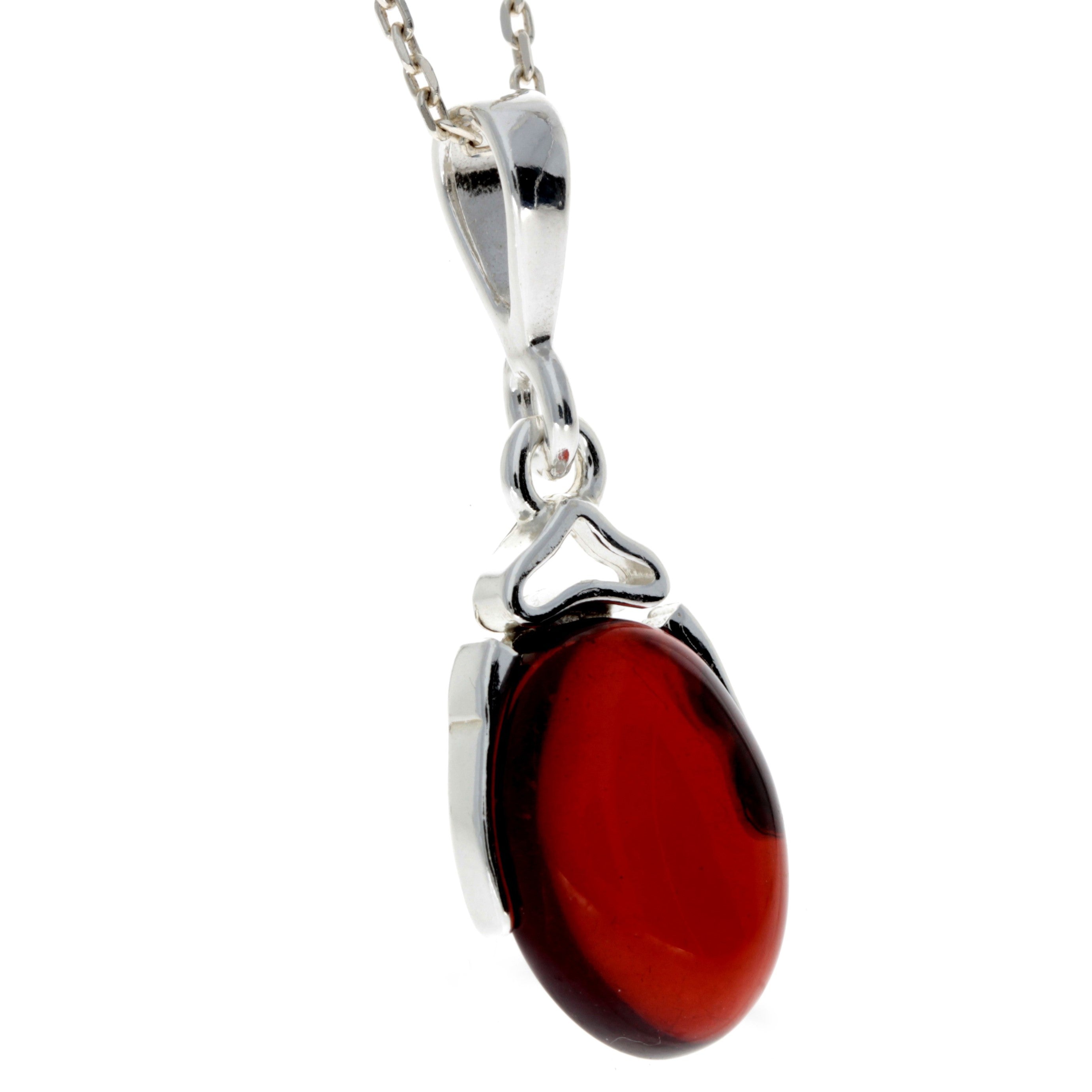 925 Sterling Silver & Genuine Baltic Amber Classic Pendant - M335