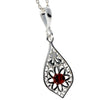 925 Sterling Silver & Genuine Baltic Amber Modern Star / Flower Pendant - M399