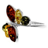 925 Sterling Silver & Genuine Baltic Amber Modern Multi-stone Ring - M423