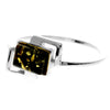 925 Sterling Silver & Genuine Baltic Amber Rectangular Ring - M424