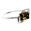 925 Sterling Silver & Genuine Baltic Amber Rectangular Ring - M424