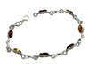 925 Sterling Silver & Genuine Baltic Amber Bracelet 19 cm  - M540