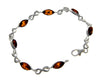 925 Sterling Silver & Genuine Baltic Amber Bracelet 19 cm  - M540