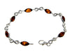 925 Sterling Silver & Genuine Baltic Amber Bracelet 19 cm  - M540