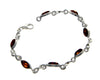 925 Sterling Silver & Genuine Baltic Amber Bracelet 19 cm  - M540