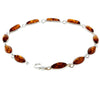 925 Sterling Silver & Genuine Baltic Amber Classic Link Bracelet - M566