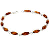 925 Sterling Silver & Genuine Baltic Amber Classic Link Bracelet - M566