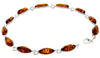 925 Sterling Silver & Genuine Baltic Amber Classic Link Bracelet - M566