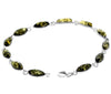 925 Sterling Silver & Genuine Baltic Amber Classic Link Bracelet - M566