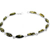 925 Sterling Silver & Genuine Baltic Amber Classic Link Bracelet - M566