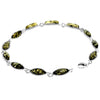 925 Sterling Silver & Genuine Baltic Amber Classic Link Bracelet - M566