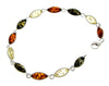 925 Sterling Silver & Genuine Baltic Amber Classic Link Bracelet - M566