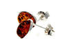 Designer Silver & Amber Stud Earrings in Cognac - SilverAmberJewellery