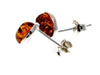 Designer Silver & Amber Stud Earrings in Cognac - SilverAmberJewellery