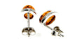 Designer Silver & Amber Stud Earrings in Cognac - SilverAmberJewellery