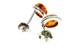 Designer Silver & Amber Stud Earrings in Cognac - SilverAmberJewellery