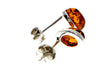 Designer Silver & Amber Stud Earrings in Cognac - SilverAmberJewellery