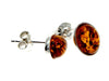 Designer Silver & Amber Stud Earrings in Cognac - SilverAmberJewellery