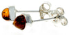 Designer Silver & Amber Stud Earrings Little Pears - SilverAmberJewellery