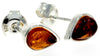 Designer Silver & Amber Stud Earrings Little Pears - SilverAmberJewellery