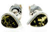 Designer Silver & Amber Stud Earrings Little Pears - SilverAmberJewellery