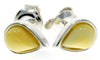 Designer Silver & Amber Stud Earrings Little Pears - SilverAmberJewellery