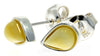 Designer Silver & Amber Stud Earrings Little Pears - SilverAmberJewellery