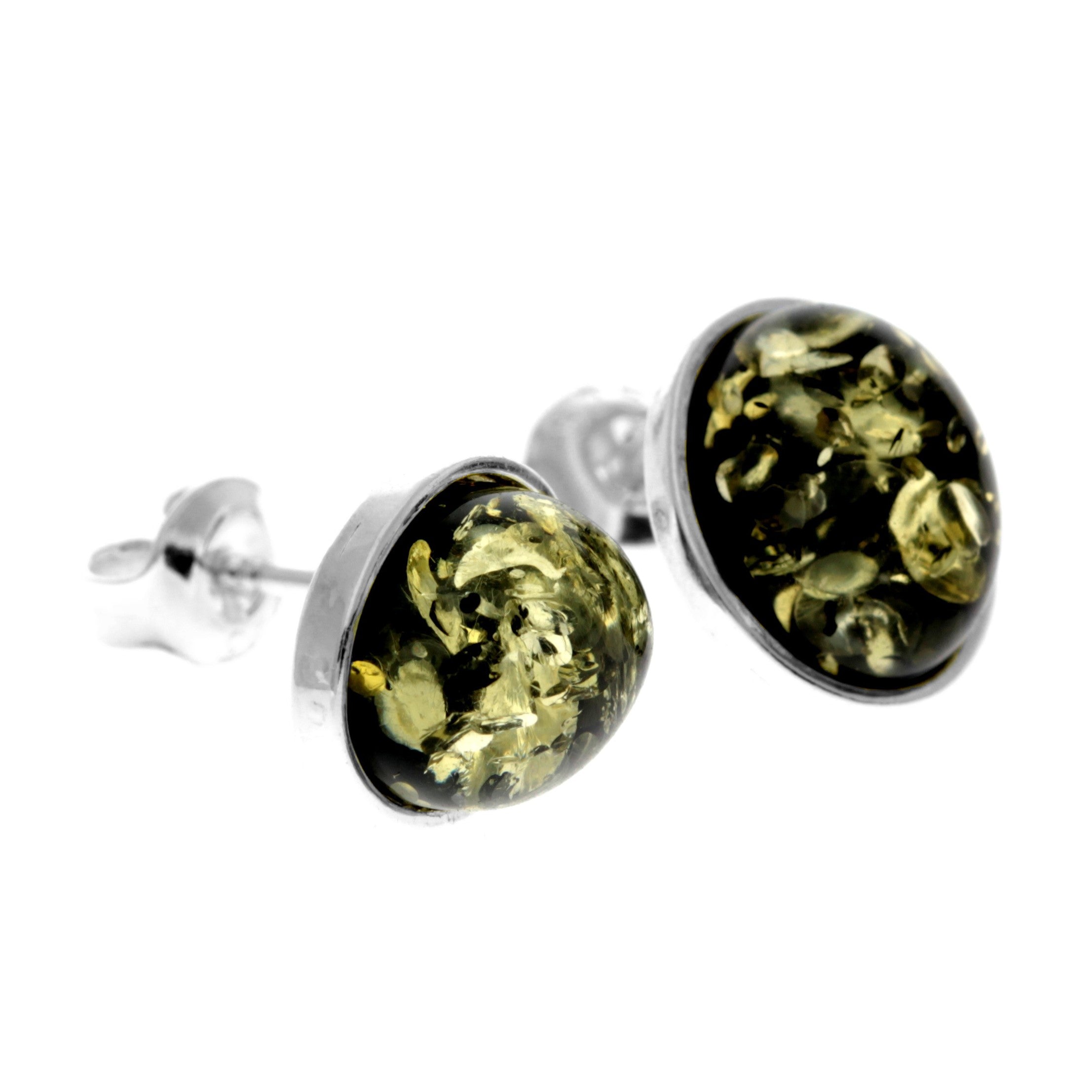 925 Sterling Silver & Baltic Amber Large Oval Classic Studs Earrings - M645