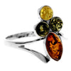 925 Sterling Silver & Genuine Baltic Amber Modern Ring - M736