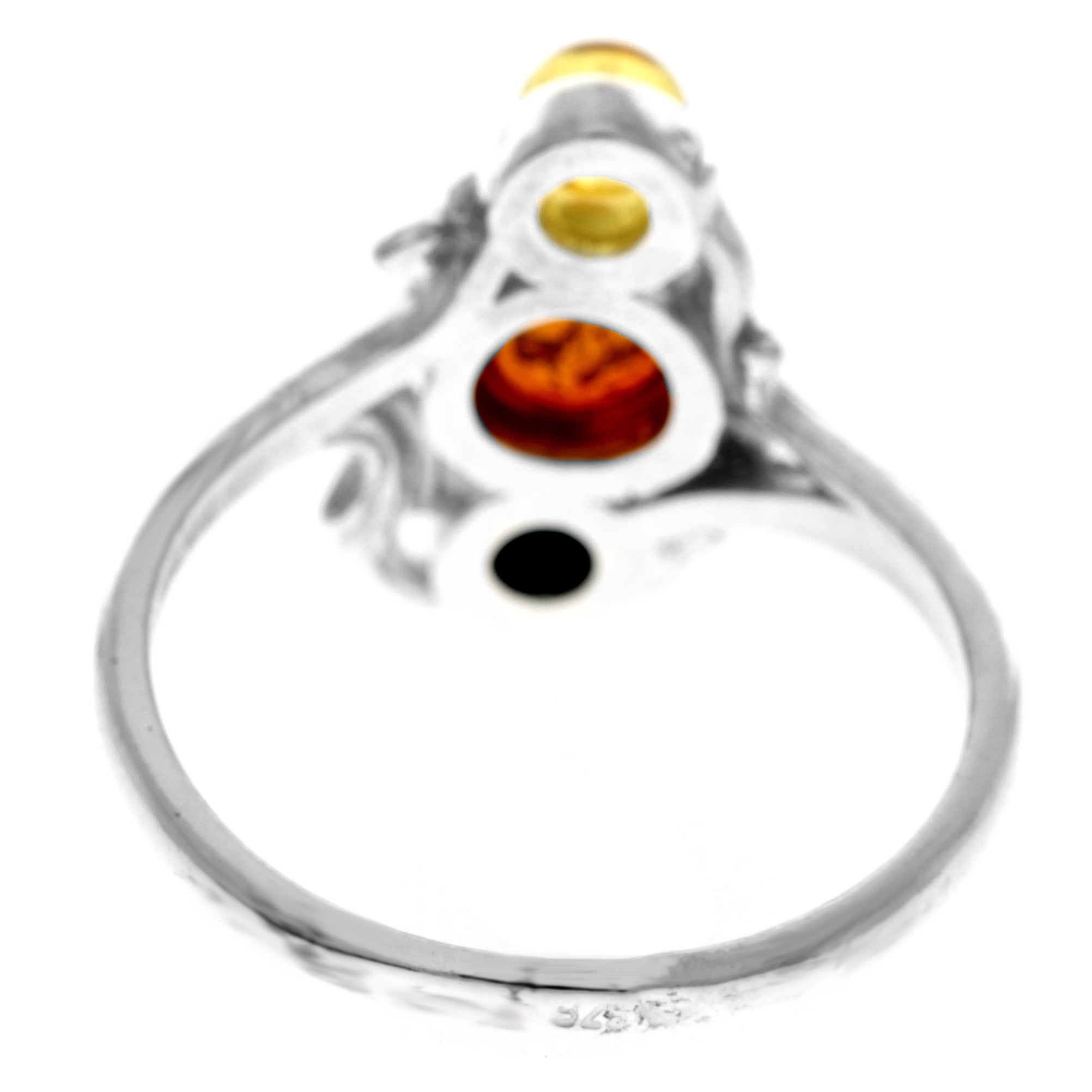 925 Sterling Silver & Genuine Baltic Amber Modern Ring - M737