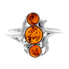 925 Sterling Silver & Genuine Baltic Amber Modern Ring - M737