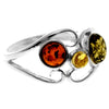 925 Sterling Silver & Genuine Baltic Amber Modern Ring - M738