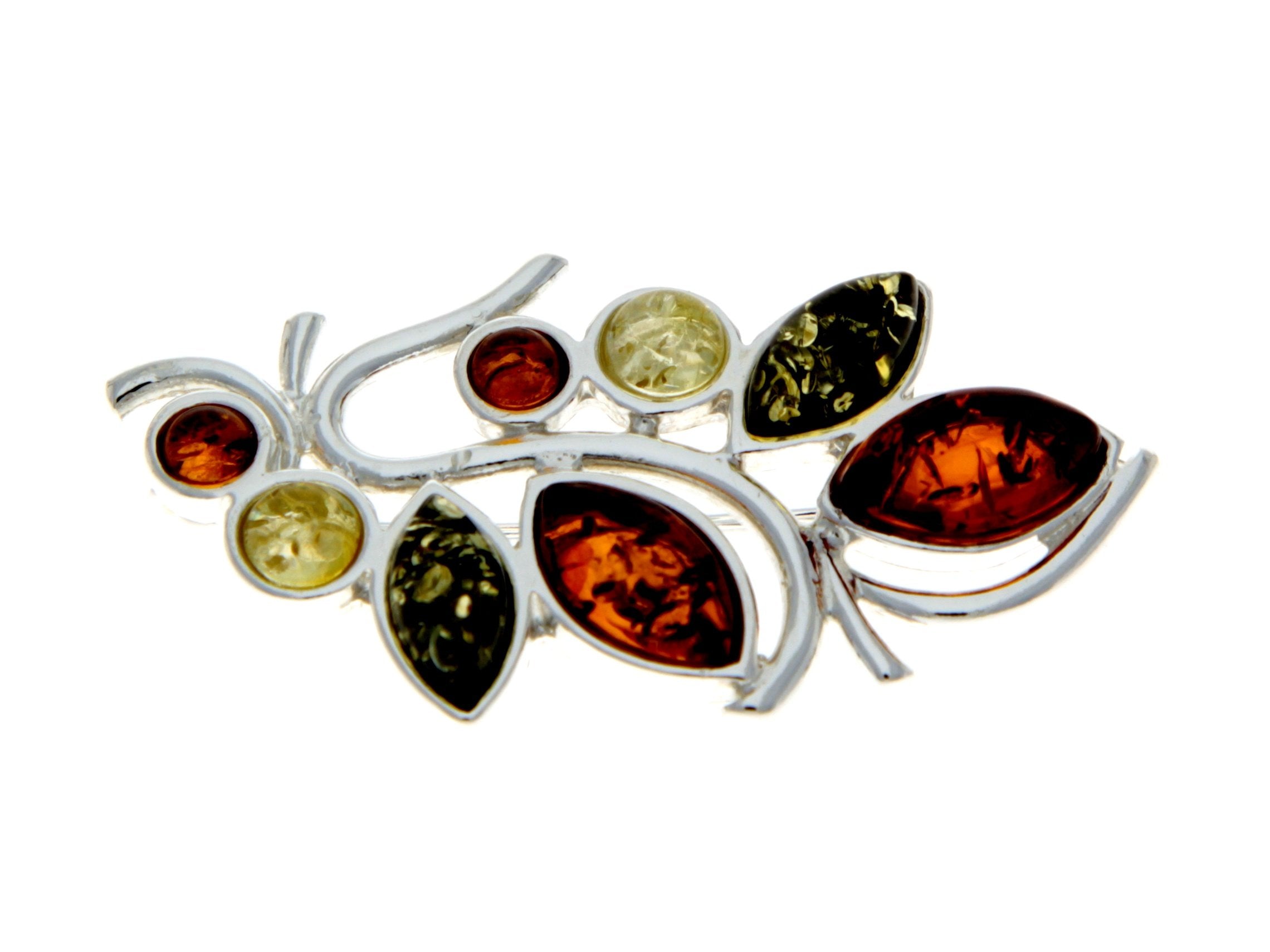 Modern design Baltic Amber Brooch - SilverAmberJewellery