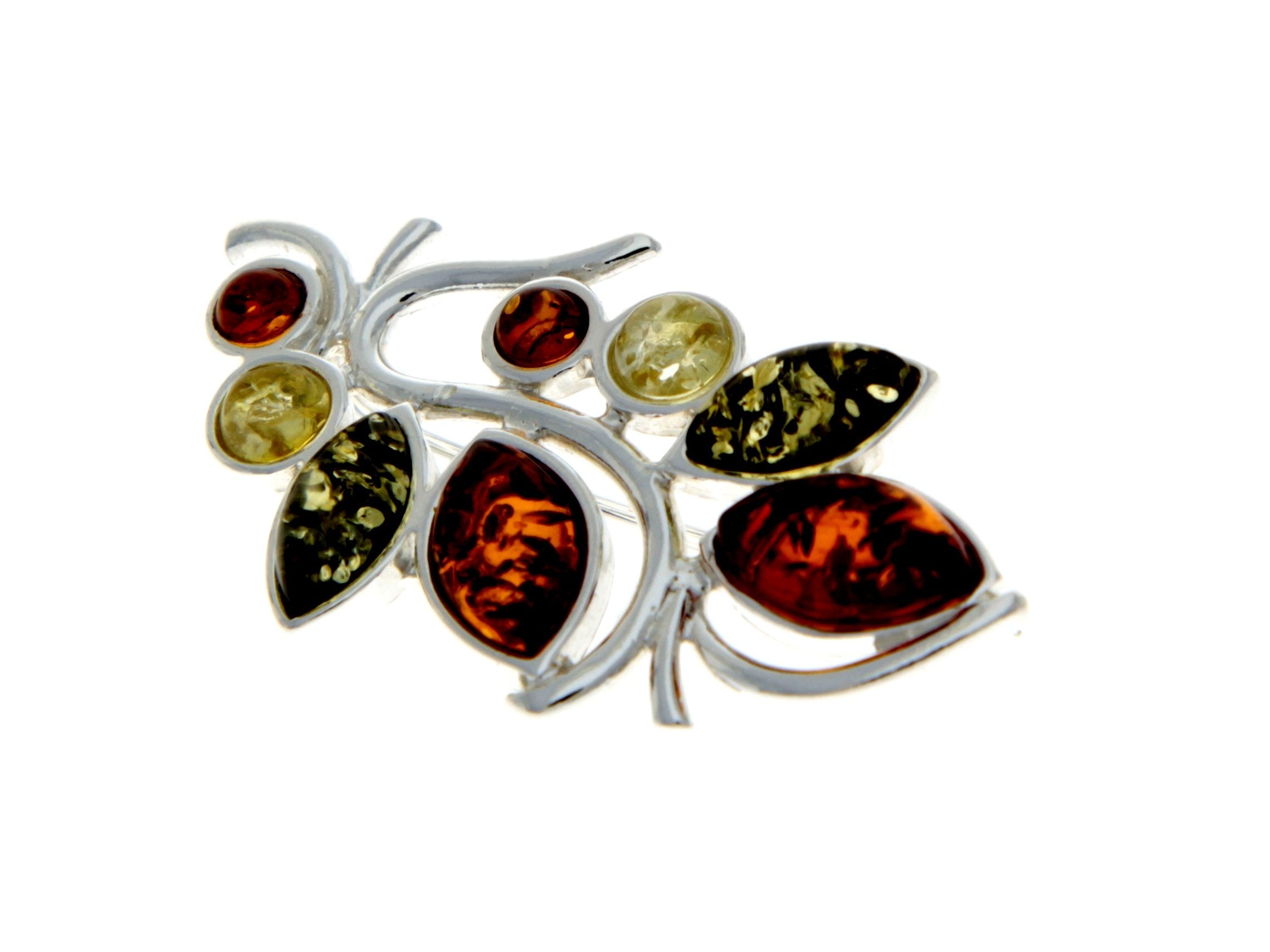 Modern design Baltic Amber Brooch - SilverAmberJewellery