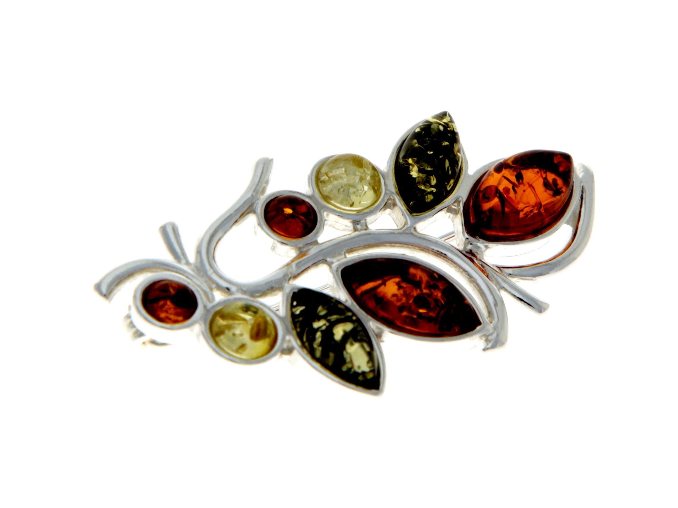 Modern design Baltic Amber Brooch - SilverAmberJewellery