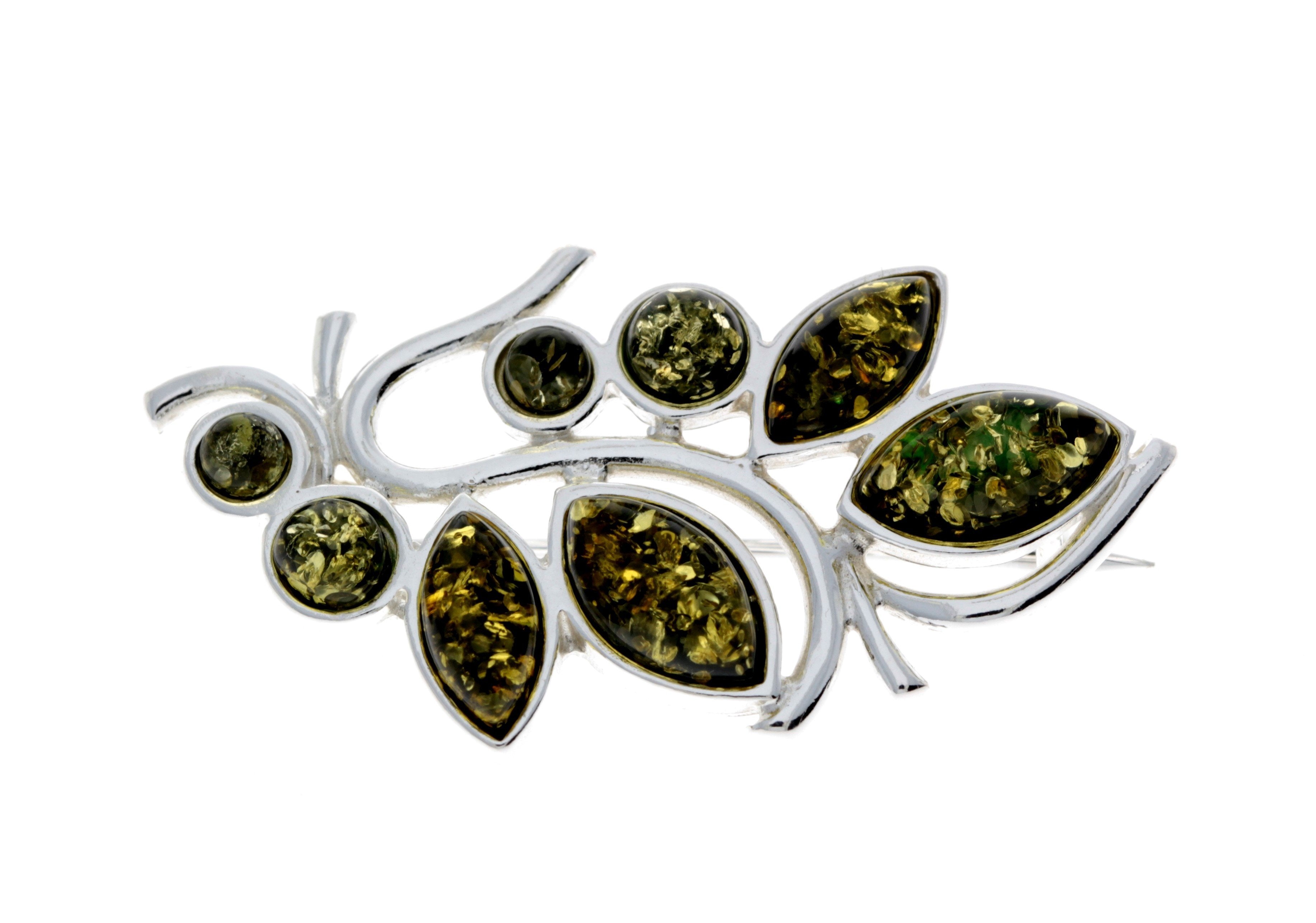 Modern design Baltic Amber Brooch - SilverAmberJewellery