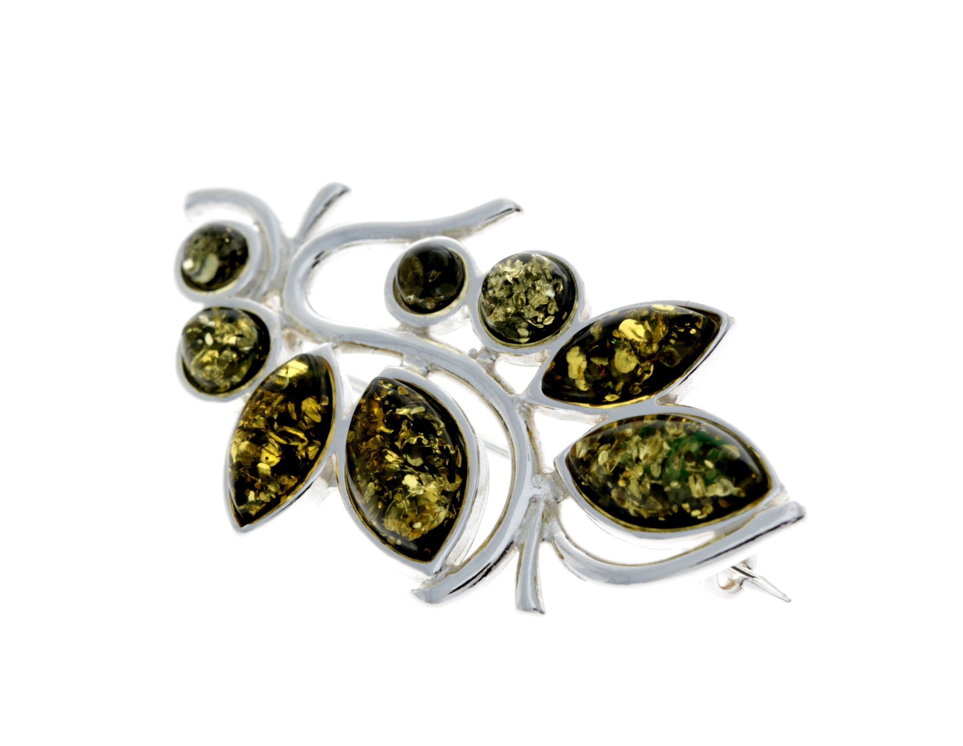 Modern design Baltic Amber Brooch - SilverAmberJewellery