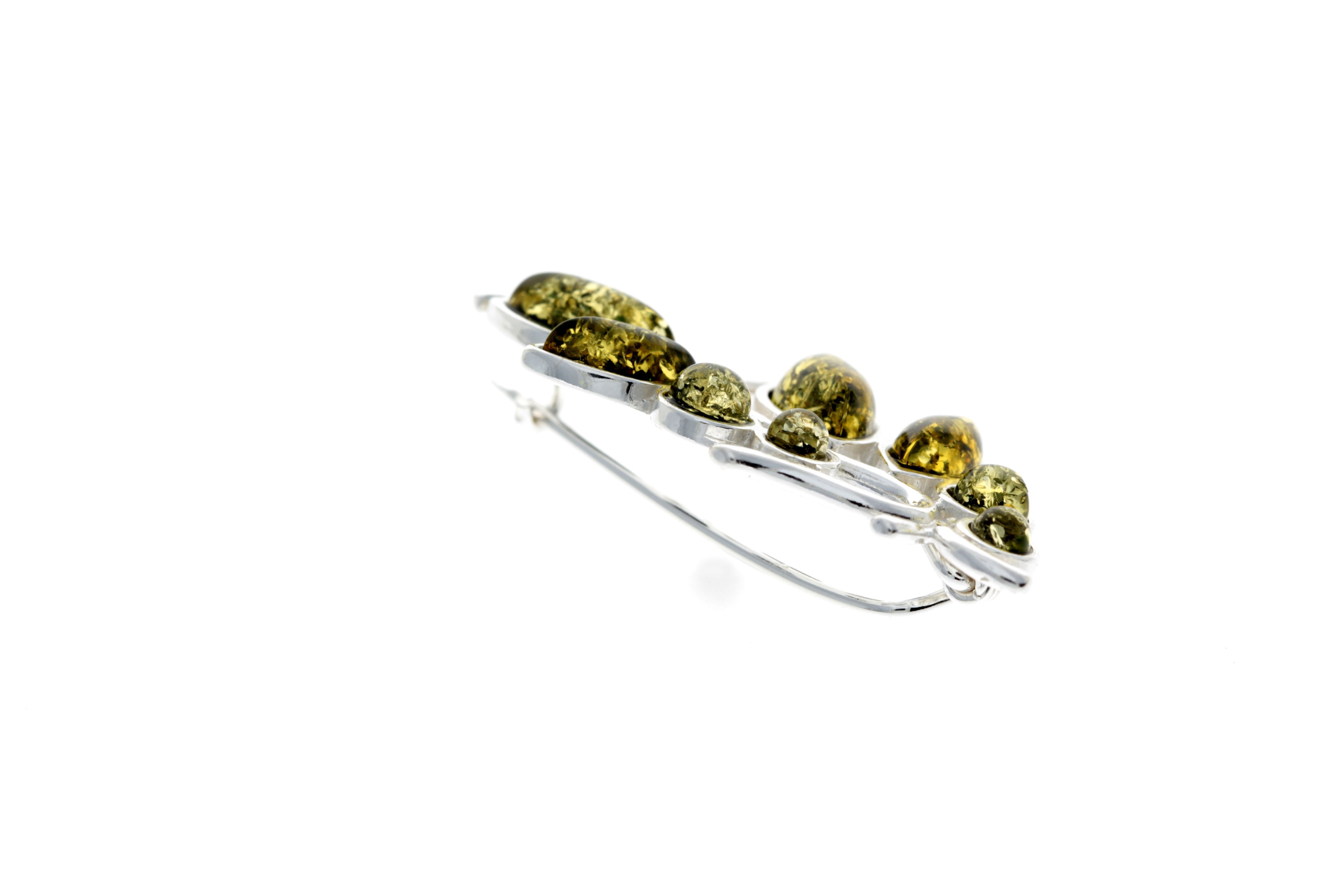 Modern design Baltic Amber Brooch - SilverAmberJewellery