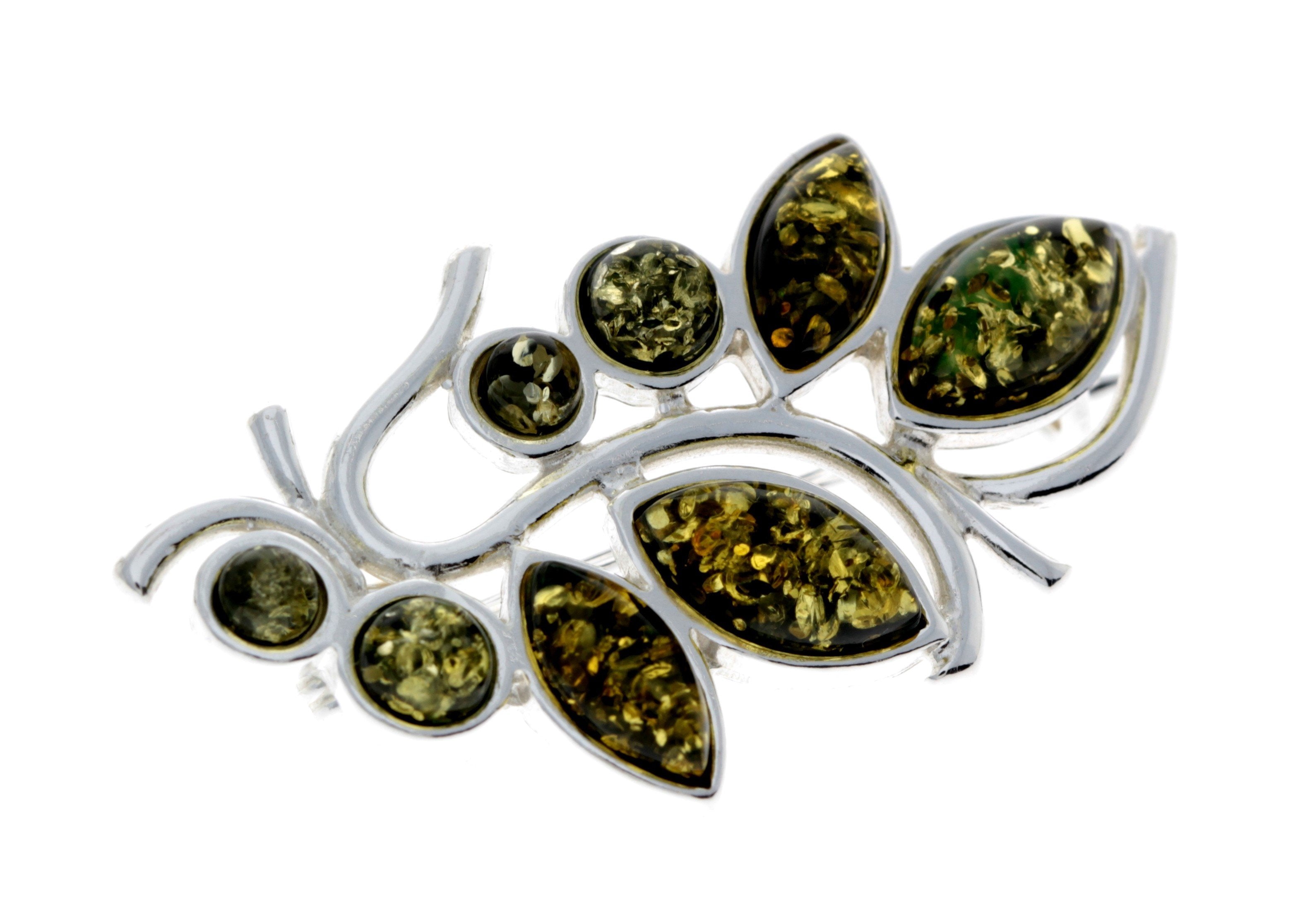 Modern design Baltic Amber Brooch - SilverAmberJewellery