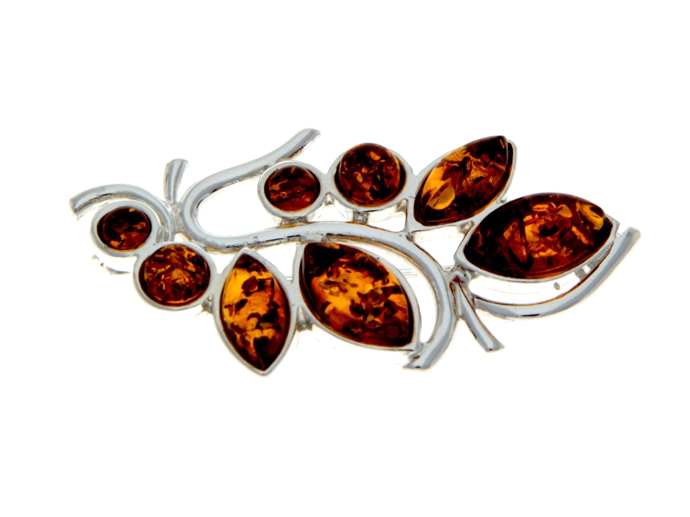 Modern design Baltic Amber Brooch - SilverAmberJewellery