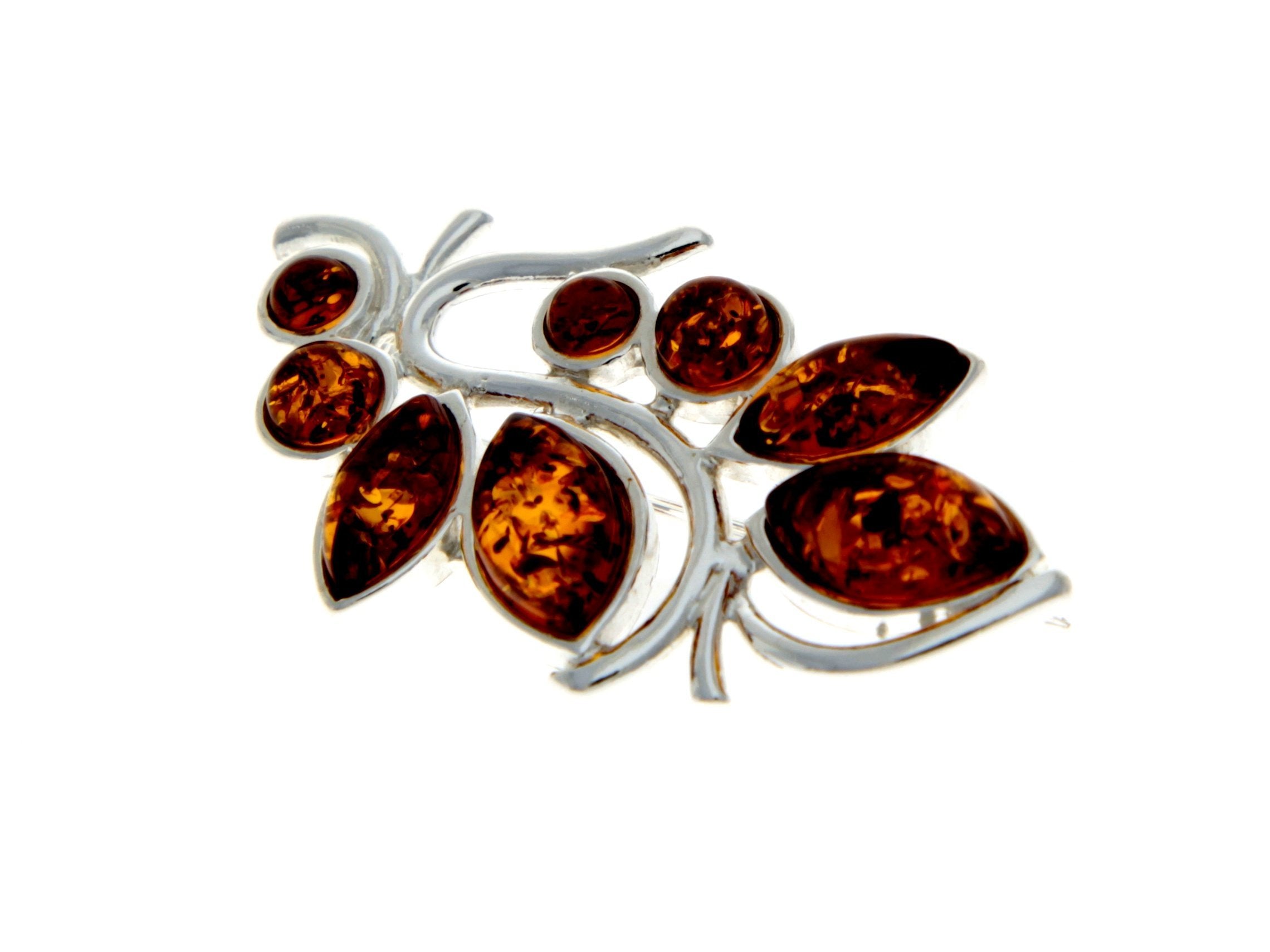 Modern design Baltic Amber Brooch - SilverAmberJewellery