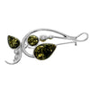 925 Sterling Silver & Genuine Baltic Amber Modern Brooch - M807