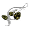 925 Sterling Silver & Genuine Baltic Amber Modern Brooch - M807